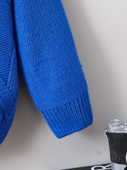 Boys Solid Sweater Round Neck Long Sleeve Stretch Warm Knit Pullover