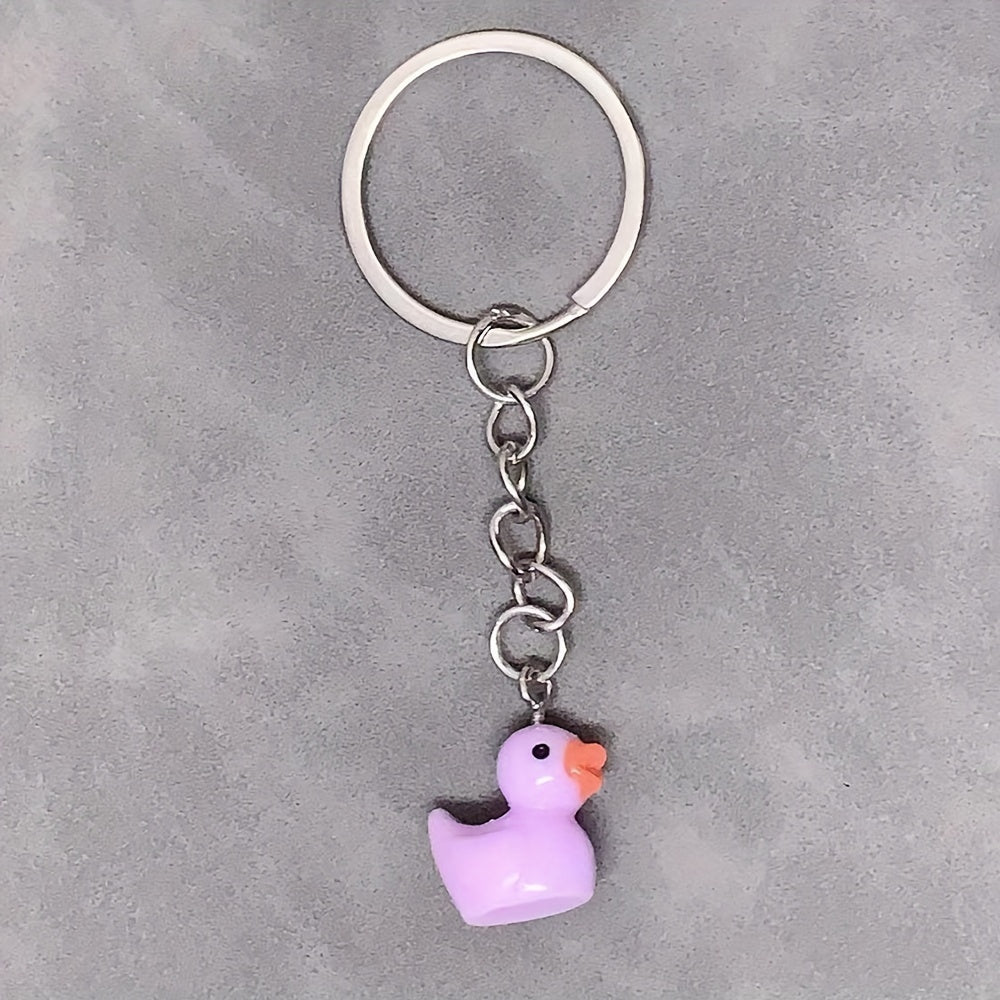 7pcs Duck Keychain Bag Pendant Resin Yellow Duck Accessories