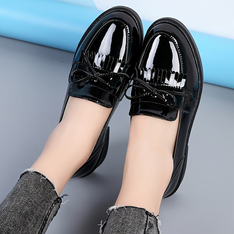 Women's Platform Bow Loafers Slip On Shoes Lightweight