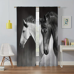 3D Horse Printed Window Curtains Rod Pocket Top
