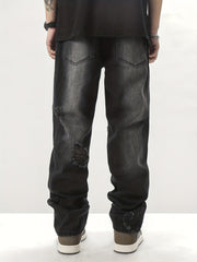Vintage Ripped Jeans Men's Casual Street Style Distressed Denim Pants