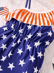 Girls Ruffle Trim Stars Rompers Jumpsuits - Summer Clothes
