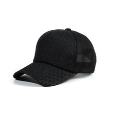 Solid Mesh Baseball Cap Embossed Trucker Hat Sunscreen Adjustable