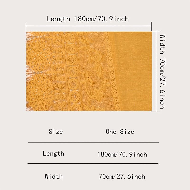 Solid Hollow Circle Flower Long Scarf Headband Women's Scarf
