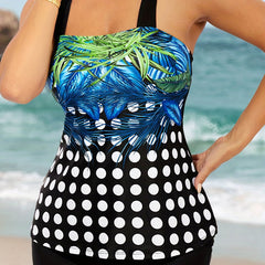 Boho Tankini Set Criss Cross Back Cami Top & Boyshorts Swimsuit