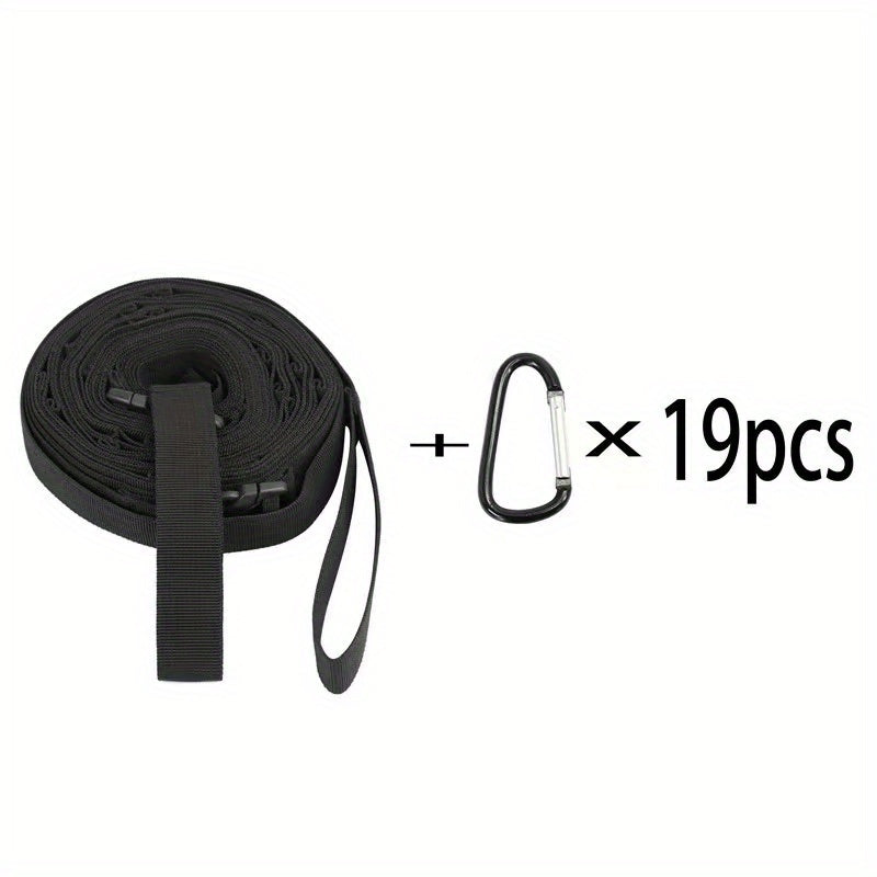 Outdoor Camping Clothesline With 19 Hooks and Mountaineering Buckle