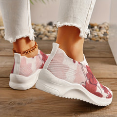 Women's Flower Pattern Slip on Sneakers - Sweet Style Walking Shoes