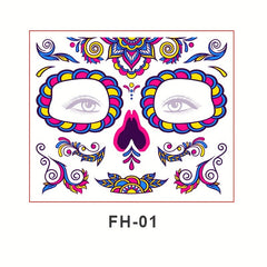 Fluorescent Halloween Face Sticker Tattoo - Masquerade Party Decoration