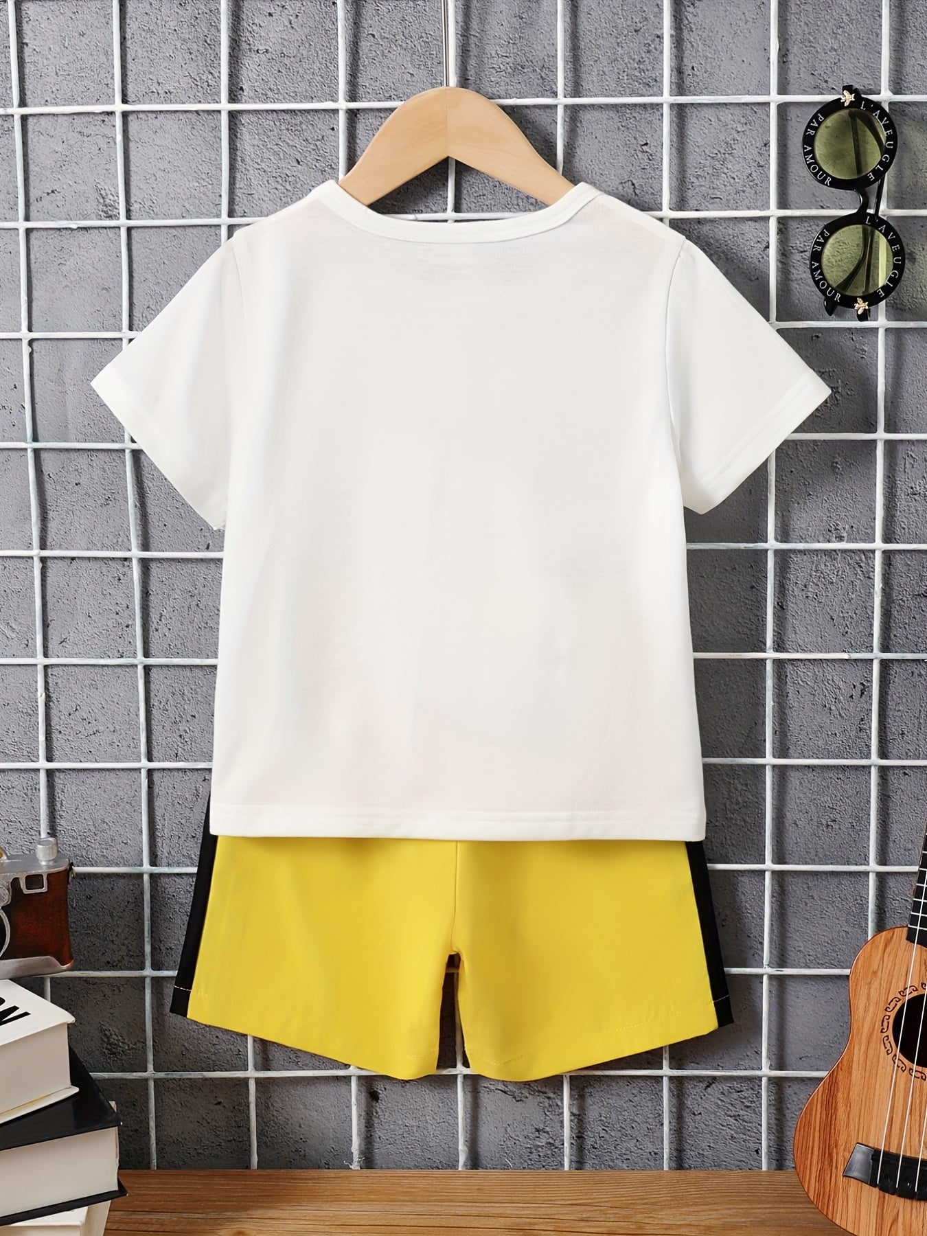 Boys Skateboard Print T Shirt And Shorts Set for Summer
