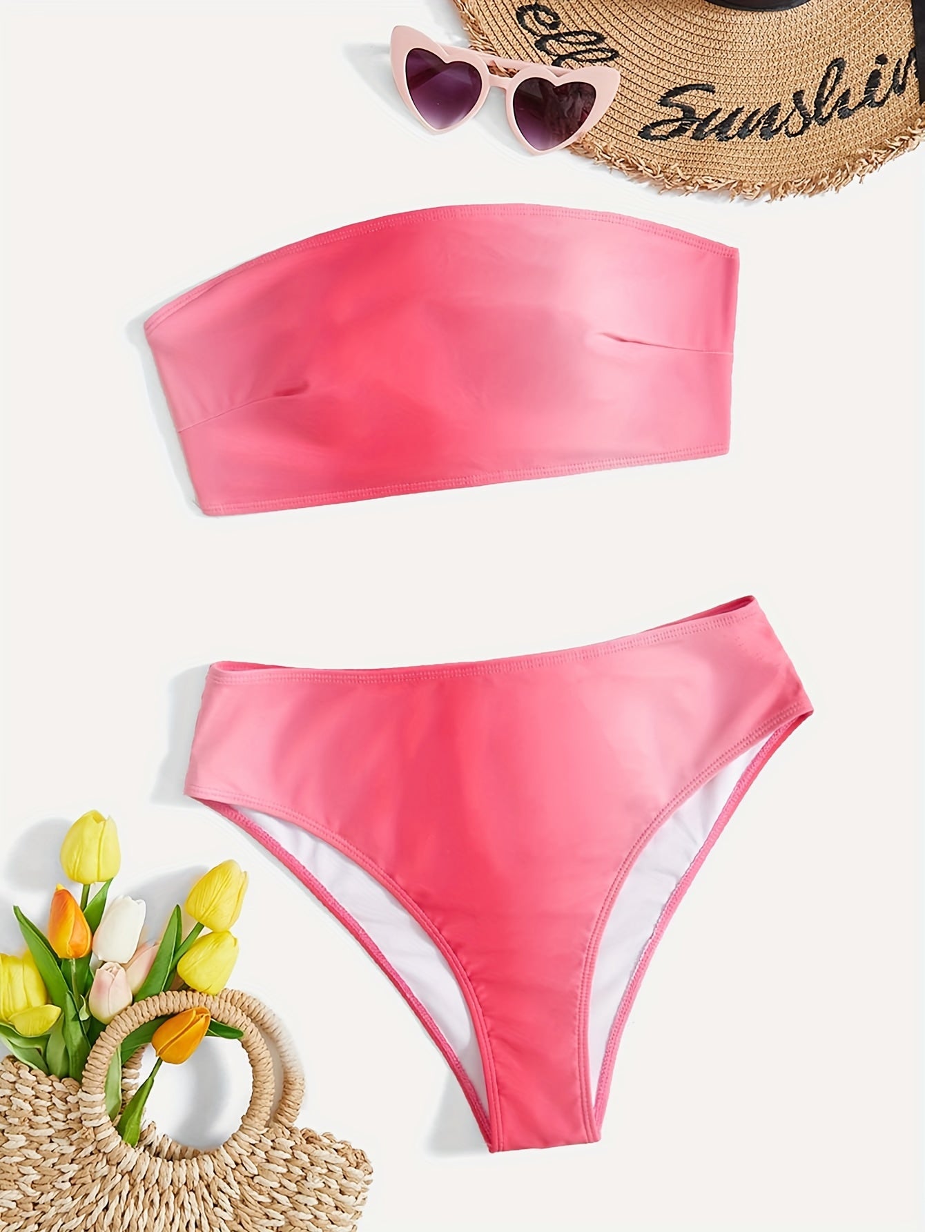 Ombre Print Padded Tube Bra & Panty Swimsuit