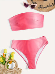 Ombre Print Padded Tube Bra & Panty Swimsuit