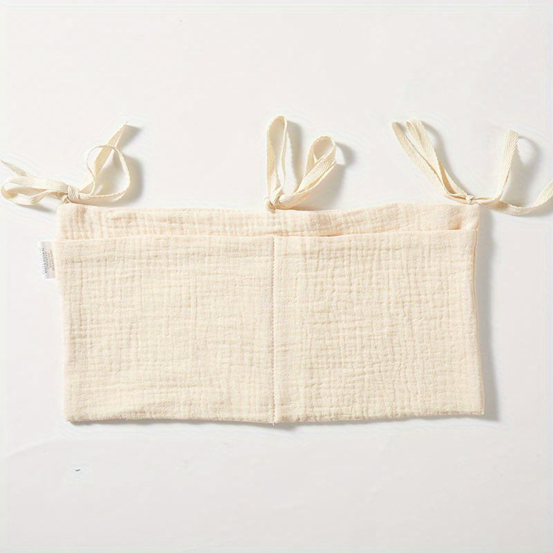 Double Layer Cotton Bedside Storage Bag 2 Pockets & Stroller Hanging