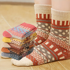 5 Pairs Geometric Pattern Mid Tube Socks for Women