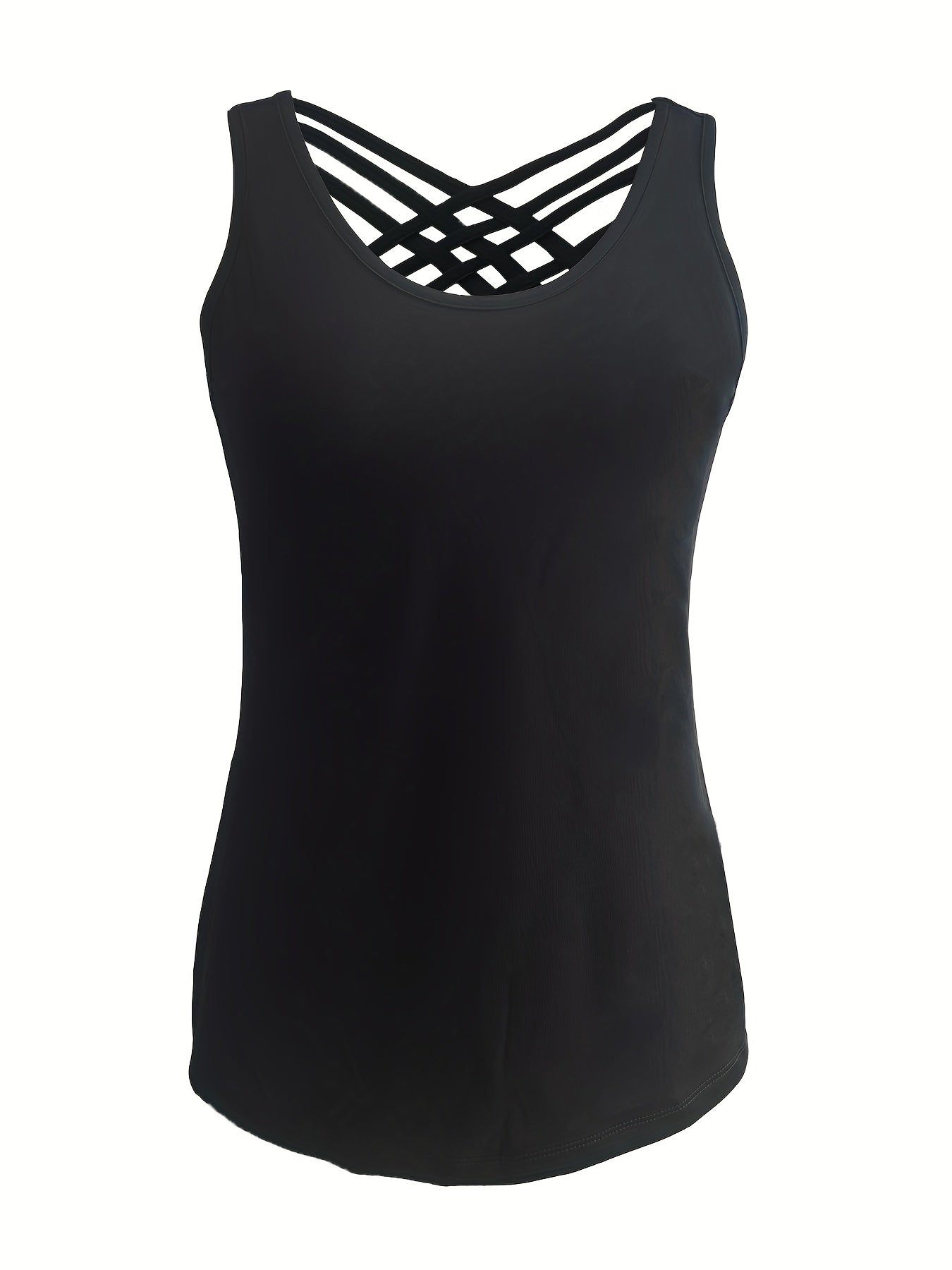 Criss Cross Crew Neck Tank Top Summer Sleeveless Casual Top