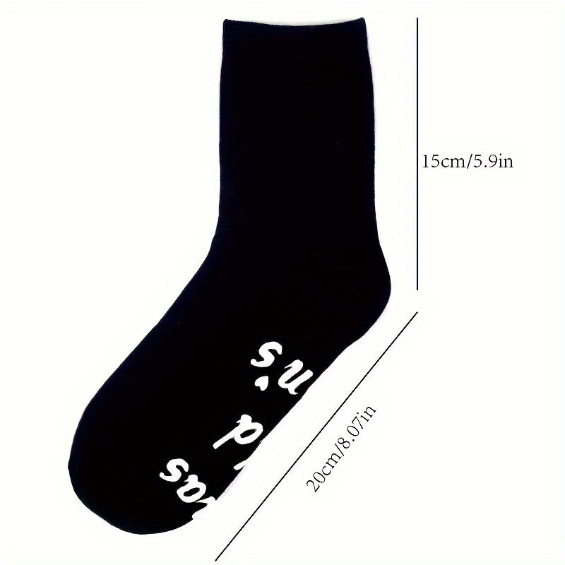 Letter Anti Slip Crew Socks Cotton Floor Holiday Novelty Socks