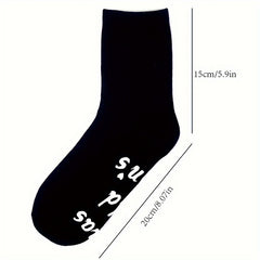 Letter Anti Slip Crew Socks Cotton Floor Holiday Novelty Socks