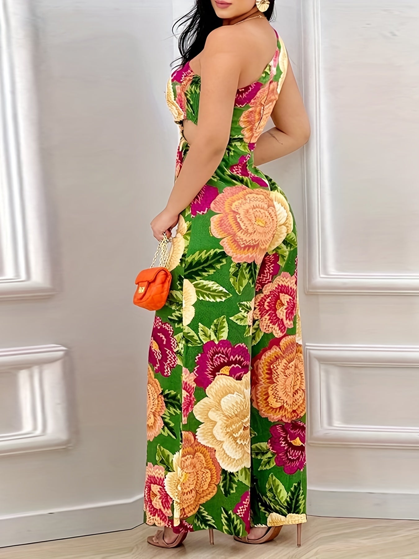 Floral One Shoulder Jumpsuit Summer Women's Clothing