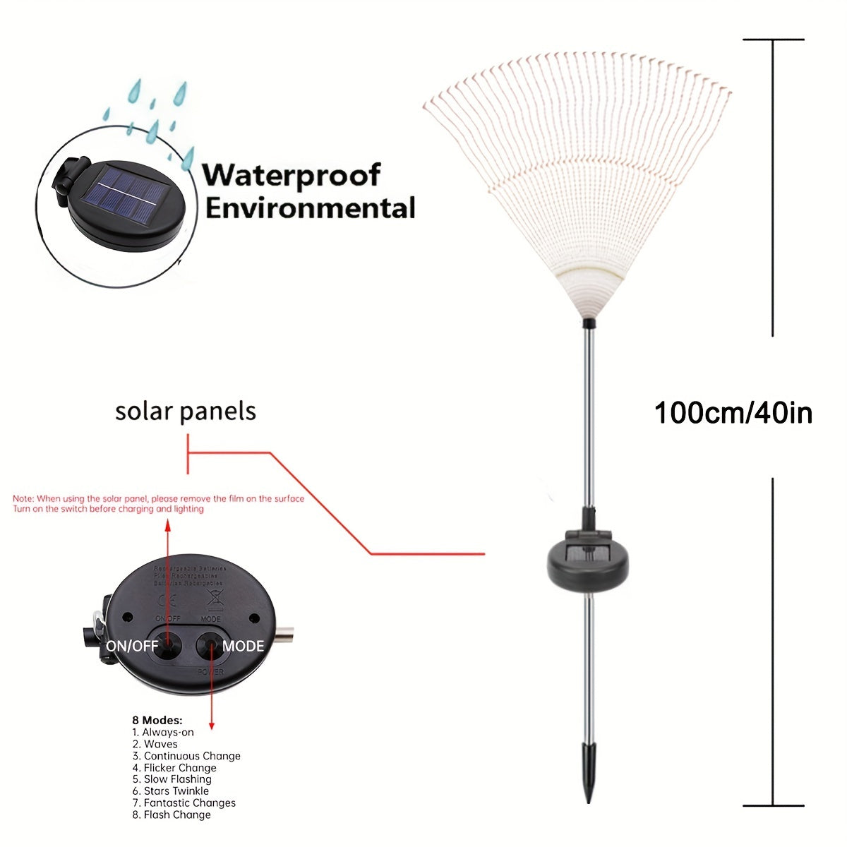 200LED Solar Firework Lights 8Modes Waterproof Solar Outdoor Garden Lights
