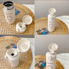Bear Pattern Insulated Water Bottles - Portable Water Bottle