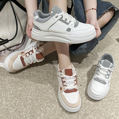 Platform Skate Shoes Round Toe Lace Up Sneakers