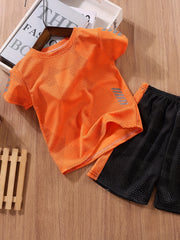 Kids Sports Casual Suit T-shirt & Shorts Set Quick Drying Lightweight