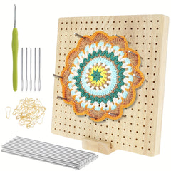 Crochet Blocking Board w/ 20 Steel Rod Wooden Knitting Stand