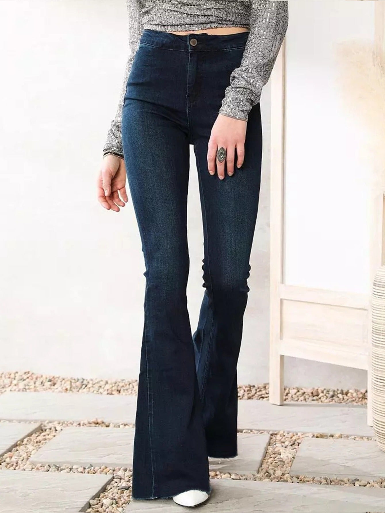 High Waist Wide Leg Denim Pants Flared Jeans