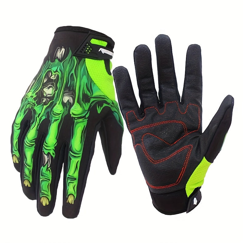 Fleece Waterproof Motorcycle Gloves Non Slip Full Finger Ghost Claw Printed