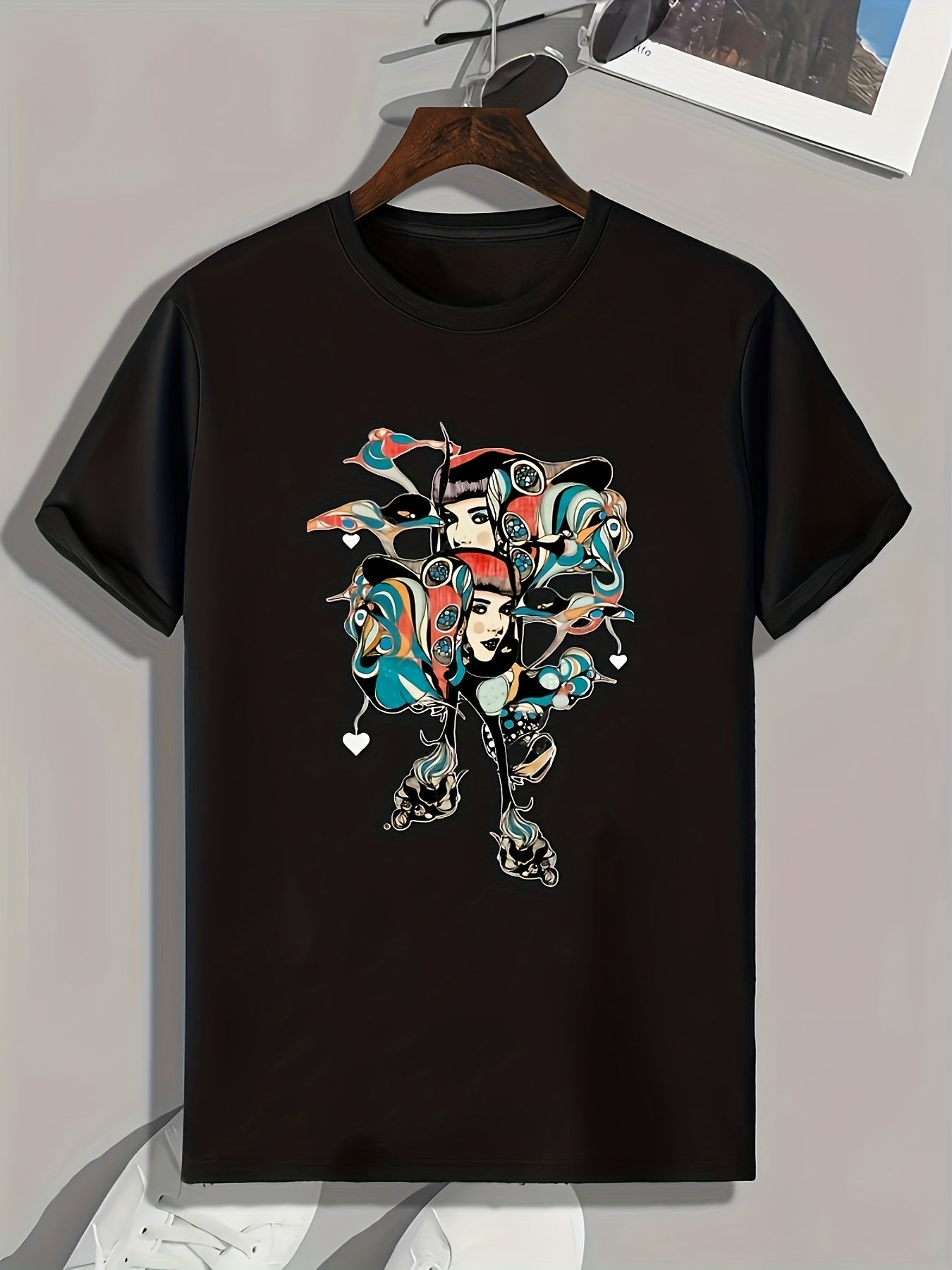 Women Face Print Men's Graphic T-shirt for Summer