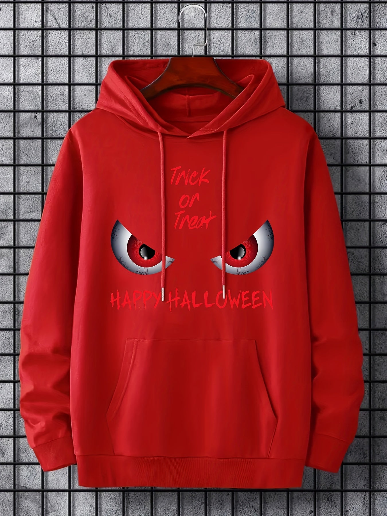 Men's Trick Or Treat Print Hoodie Active Drawstring Sweatshirt