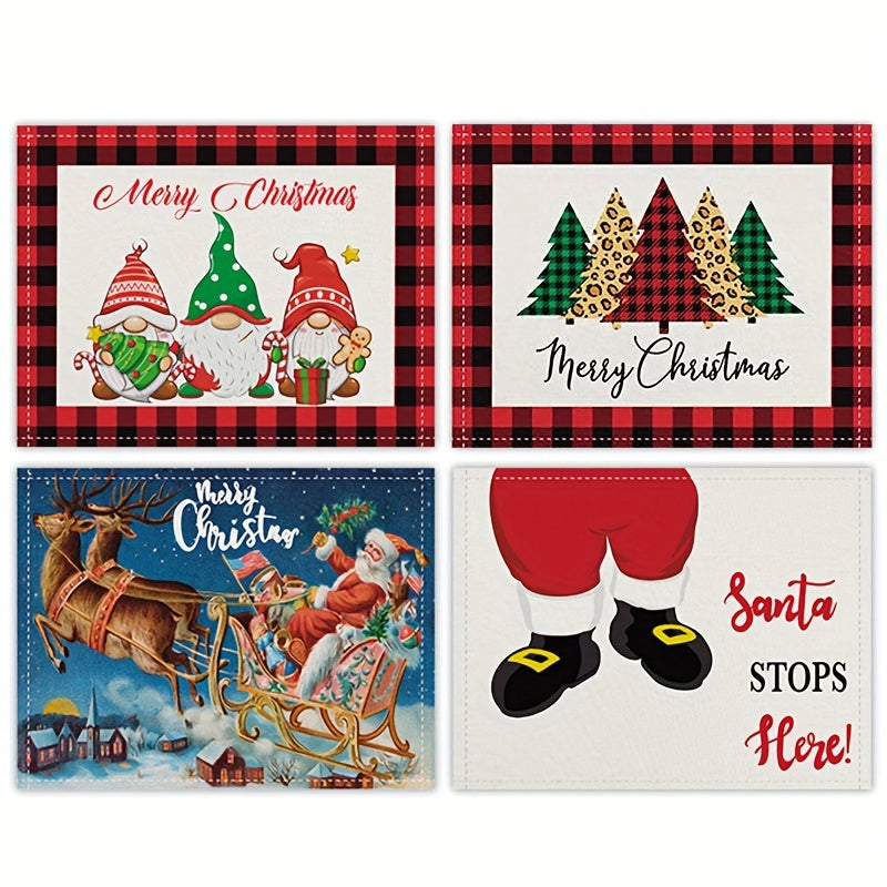 6pcs Christmas Printed Table Mat Home Table Tablecloth