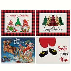 6pcs Christmas Printed Table Mat Home Table Tablecloth