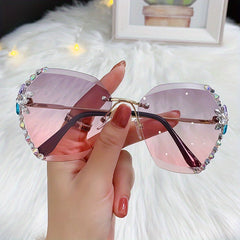 Rhinestone Gradient Sunglasses UV400 Shades for Summer Beach Party