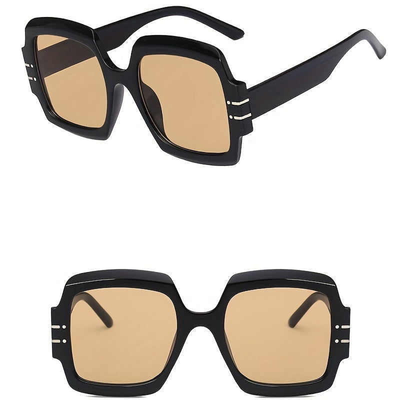 2 Pairs Couple's Large Frame Rimless Sunglasses