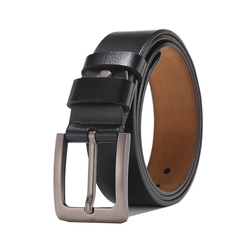 Men's Cowhide Leather Belt with Pin Buckle