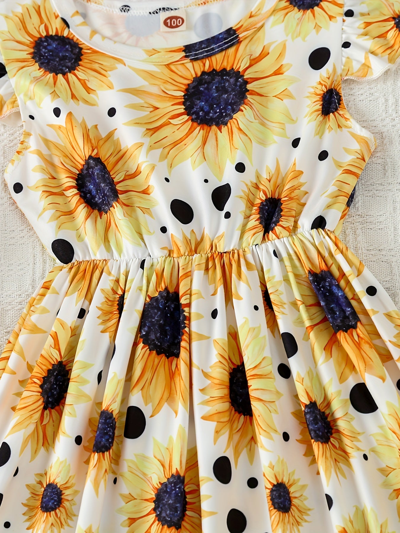 3pcs Girls' Summer Dresses Bee Flower Pattern Princess Dress