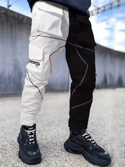 Reflective Strip Men's Work Pants Drawstring Cargo Pants