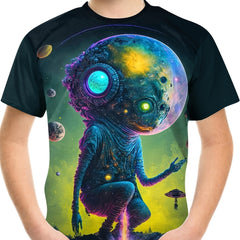 ALIEN Print Boys Creative T shirt Lightweight Short Sleeve Top