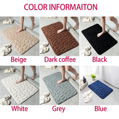 Memory Foam Bath Rug Cobblestone Embossed Bathroom Mat