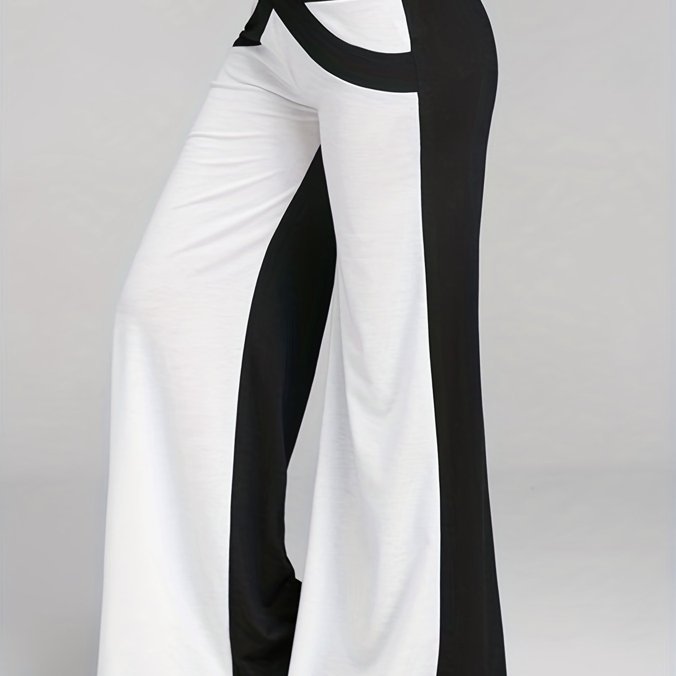 Colorblock Patchwork Wide Leg Pants Spring & Fall Women's Clothing