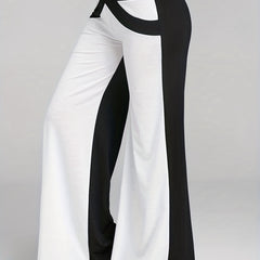 Colorblock Patchwork Wide Leg Pants Spring & Fall Women's Clothing