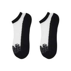 7 Pairs Lace Stitching Mesh Socks - Floral Embroidery Ankle Stockings