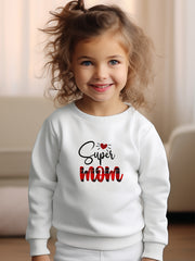 Girls Letters Pattern Crew Neck Long Sleeve Sweatshirt