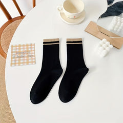 Men's Solid Striped Crew Socks Breathable Casual Unisex Outdoor All Seasons