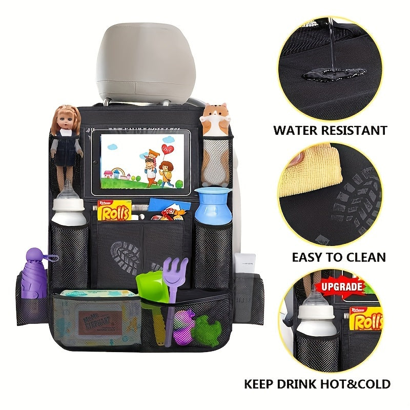 2pcs Car Seat Storage Bag Oxford Fabric Backrest Pocket With Tablet Computer Bra