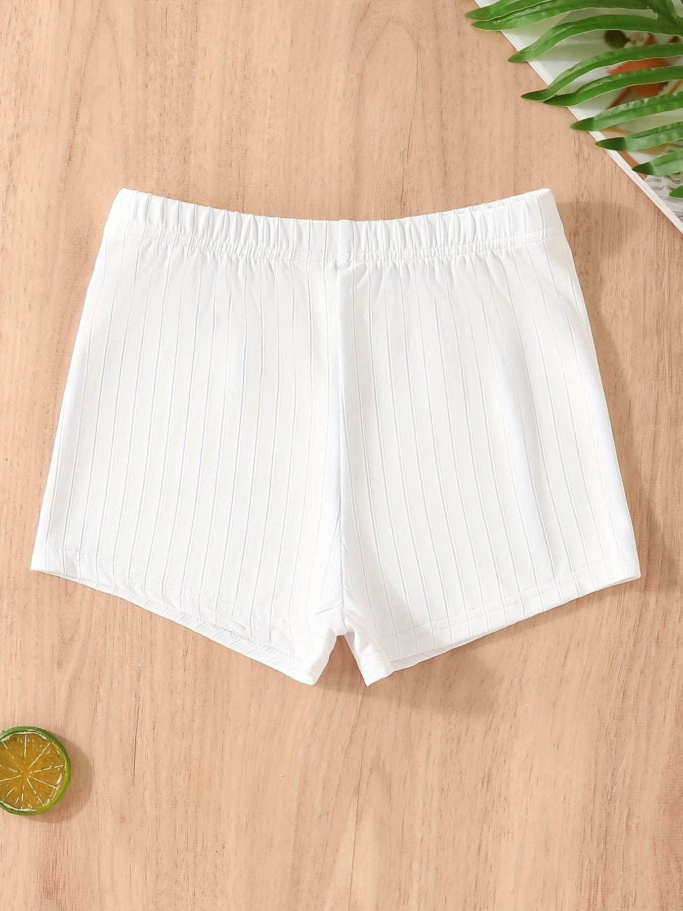 2pcs Girls Ribbed Elastic Waist Shorts for Kids