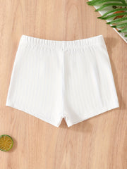 2pcs Girls Ribbed Elastic Waist Shorts for Kids