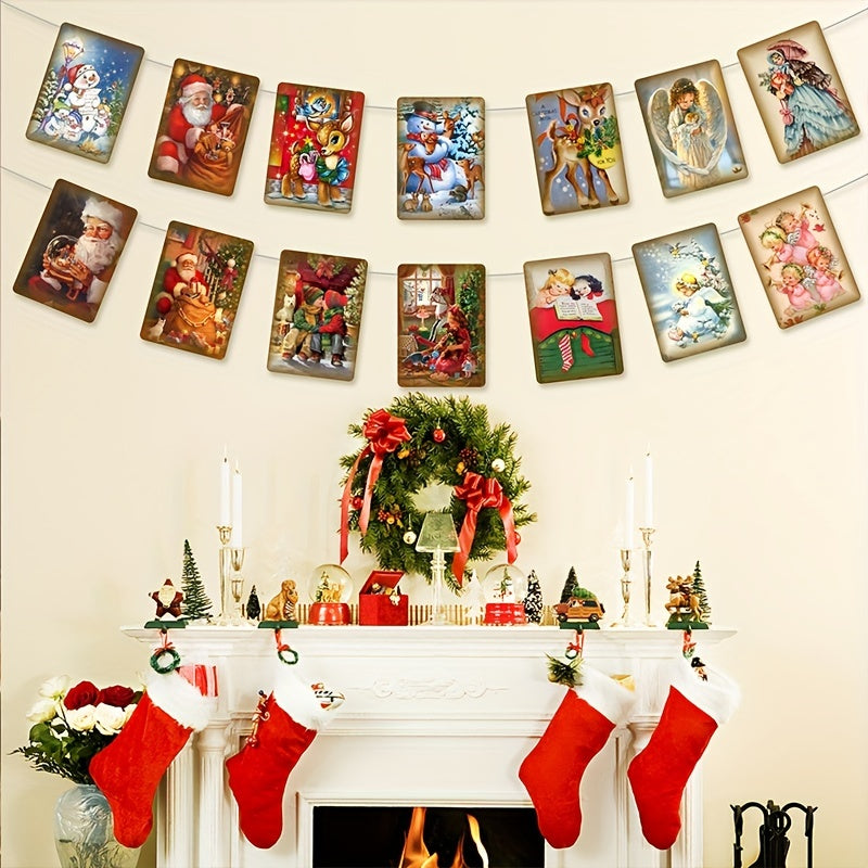 Christmas Retro Pull Flag Party Decoration