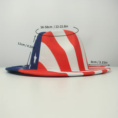American Flag Fedora Hat Sunshade 22in Wide Brim for Party Meeting