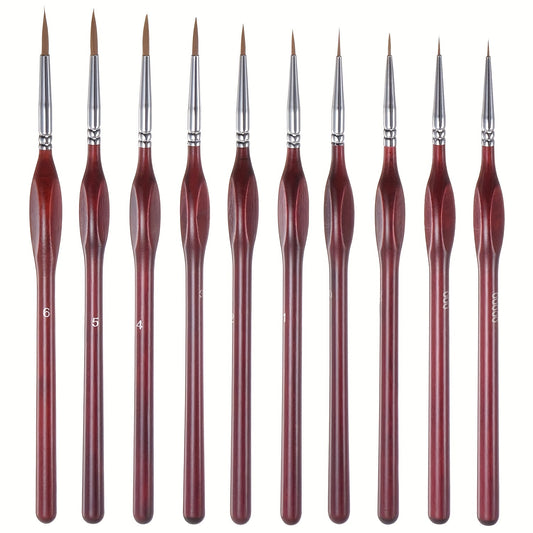 10pcs Fine Detail Paint Brushes Set for Acrylic Watercolor Nail Scale Model